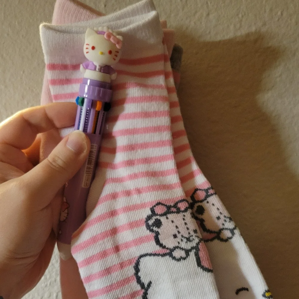 NWOT Hello Kitty Sanrio Sock Bundle + NWOT Purple Pen • Cute Gift Set Bundle
